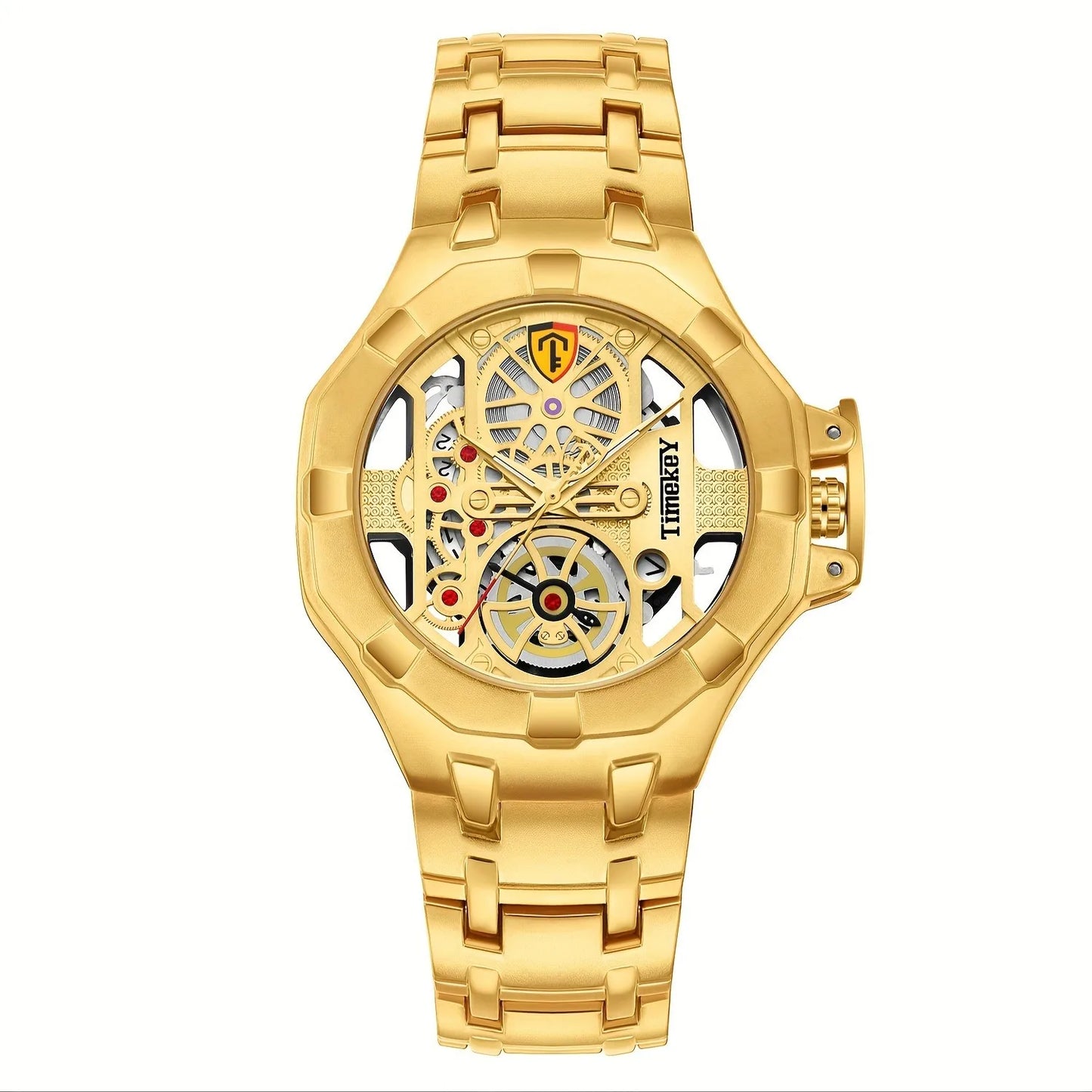 1pc skeleton design quartz men's watch with inner wheel design, technology, Christmas gift, New Year's gift。 watches for men