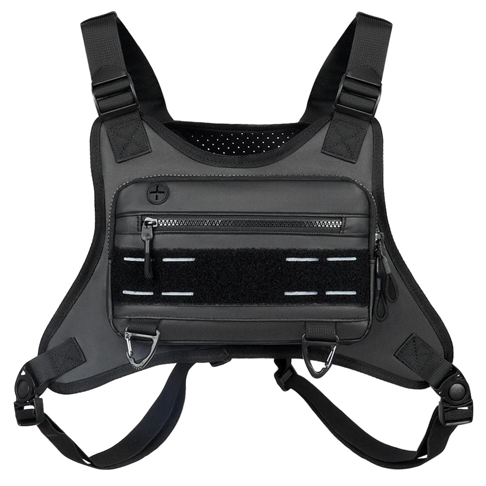Unisex Tactical Shoulder Backpack with Adjustable Straps Motorcycle Chest Bag Breathable Outdoor Cycling Climbing Bag