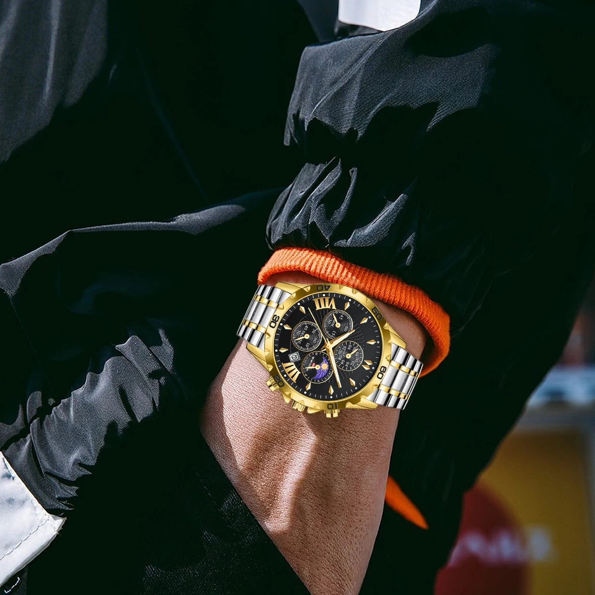 VA VA VOOM Top Brand Luxury Watch for Man Quartz Sports Men Watch Waterproof Luminous Stainless Steel Chronograph Men Wristwatch