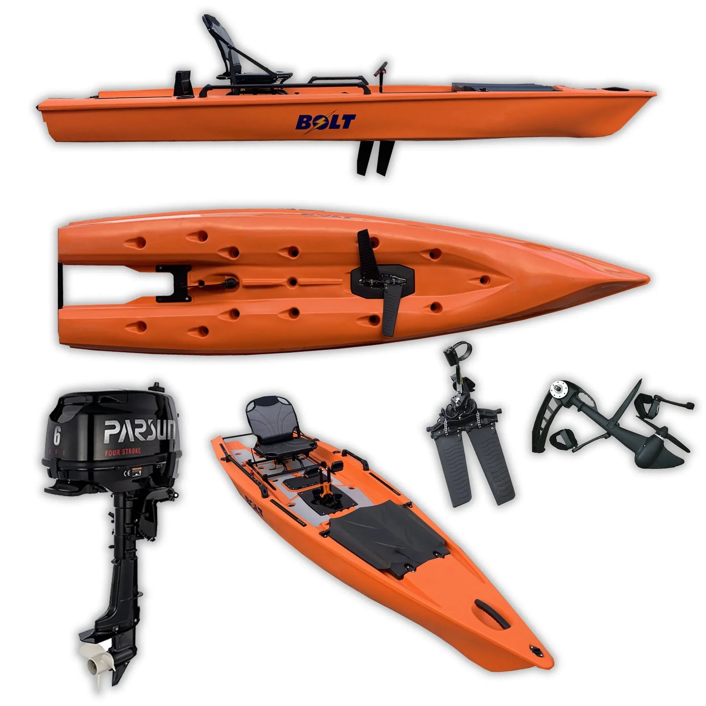 A 13ft Solo Skiff Boats Fishing Kayak with Motor Pedal Drive Fishing Kayaks Factory Price
