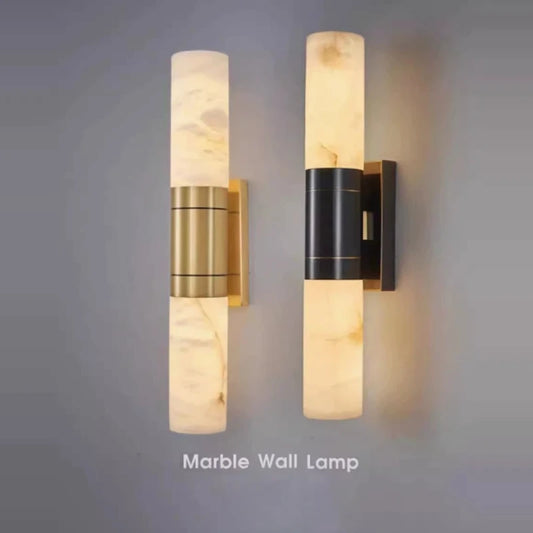 New Luxury Natural Marble LED Wall Lamp AC110V 220V Copper Wall Light for Indoor Villa Living Room Aisle TV Background Lighting