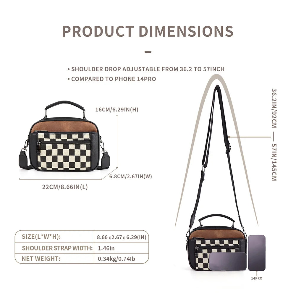 Shoulder Bag PU Leather Zipper Closure Crossbody Bag for Women with Multi-Pocket Top Handle Bag Satchel Purse for Work Travel