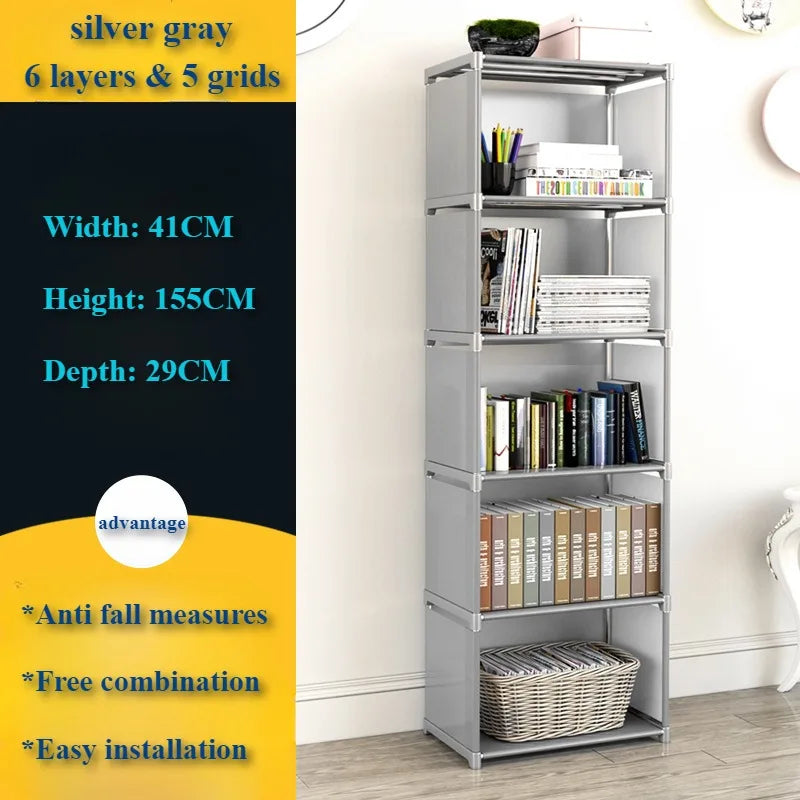 Bookshelf Simple Book Storage Rack Bookcase Debris Shelf Multi-layer Closet Organizer Living Room Easy Assembly Bookcase Storage