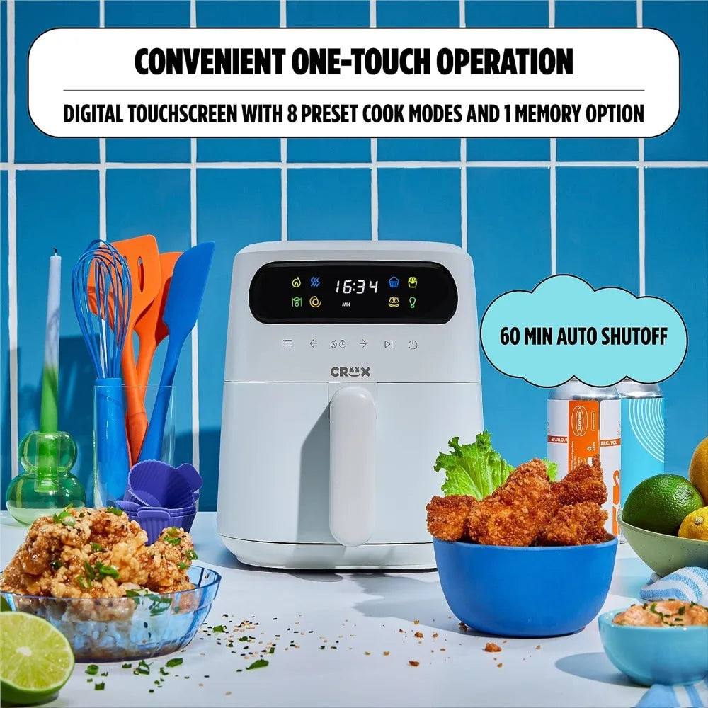 3.0 QT Digital Air Fryer, Touch Screen Temperature Control, Timer and Auto Shut-off, Fully Programmable, Silicone Cupcake Molds