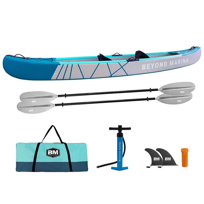 Double person skiff rubber kayak drop stitch triple blue inflatable rowing kayak fishing 2 person