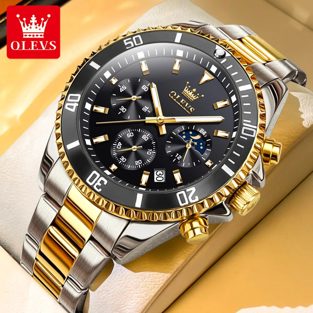 OLEVS Watches For Men Classic with Date Dress Luxury Big Face Waterproof Luminous Men's Wrist Watch Stainless Steel Men Watch