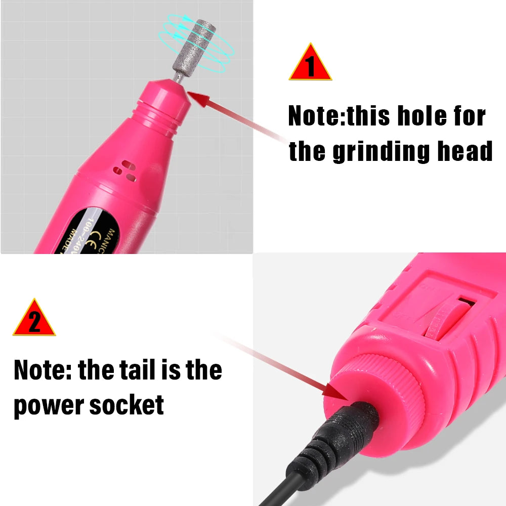 CNHIDS Nail Polishing Tools Electric Nail Drill Machine Pedicure Manicure Drill Set Milling Cutters Set Nail File Equipment