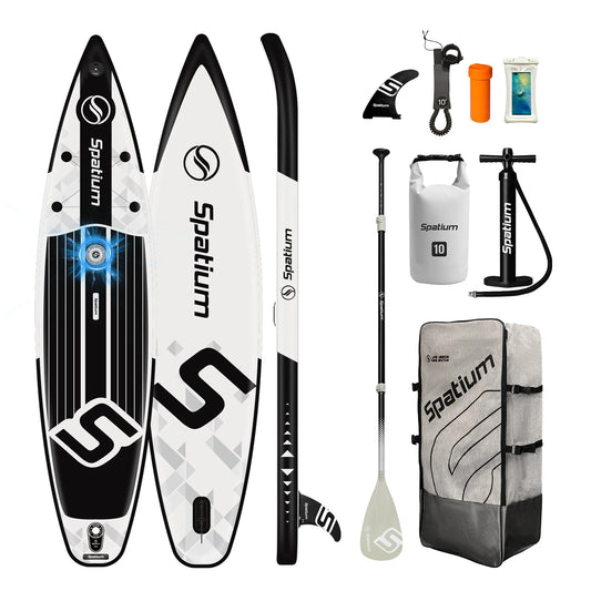 Spatium Inflatable Stand Up Paddle Board with Premium SUP Paddle Board, Wide Stable Design Non-Slip Comfort Deck for Fishing