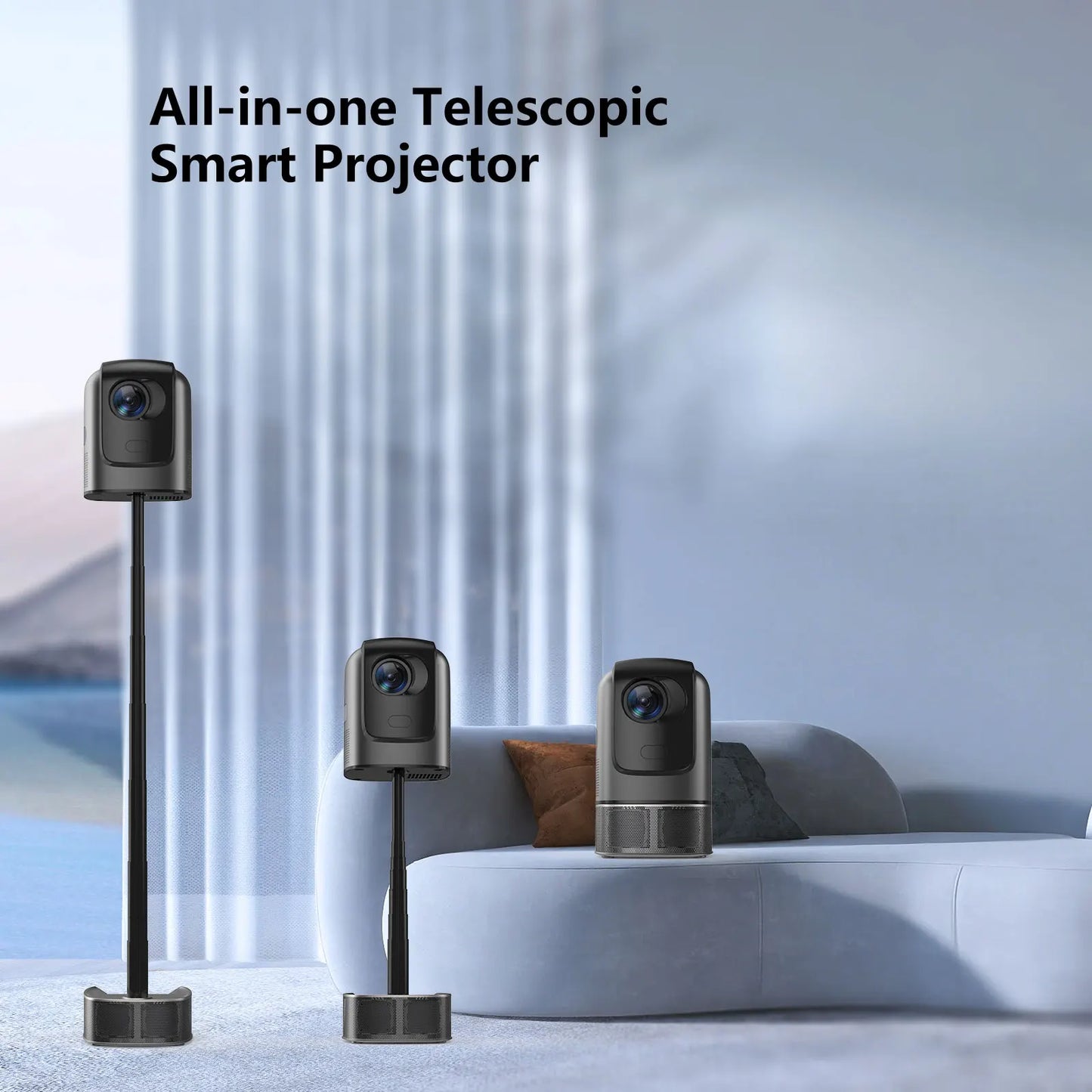 Portable Projector Android Native 1080p Support 4K  Built in Stand WiFi and Bluetooth for Home Theater with HDMI USB  Model:TS1