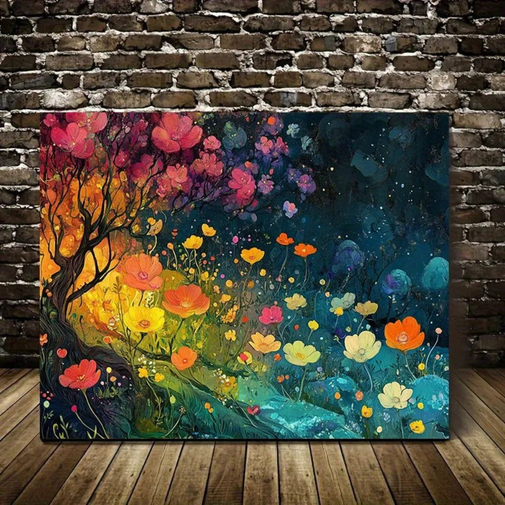 1.5 inch thickness, interior decorative art, home decor, beautiful flower and tree landscape paintings on home wall art prints