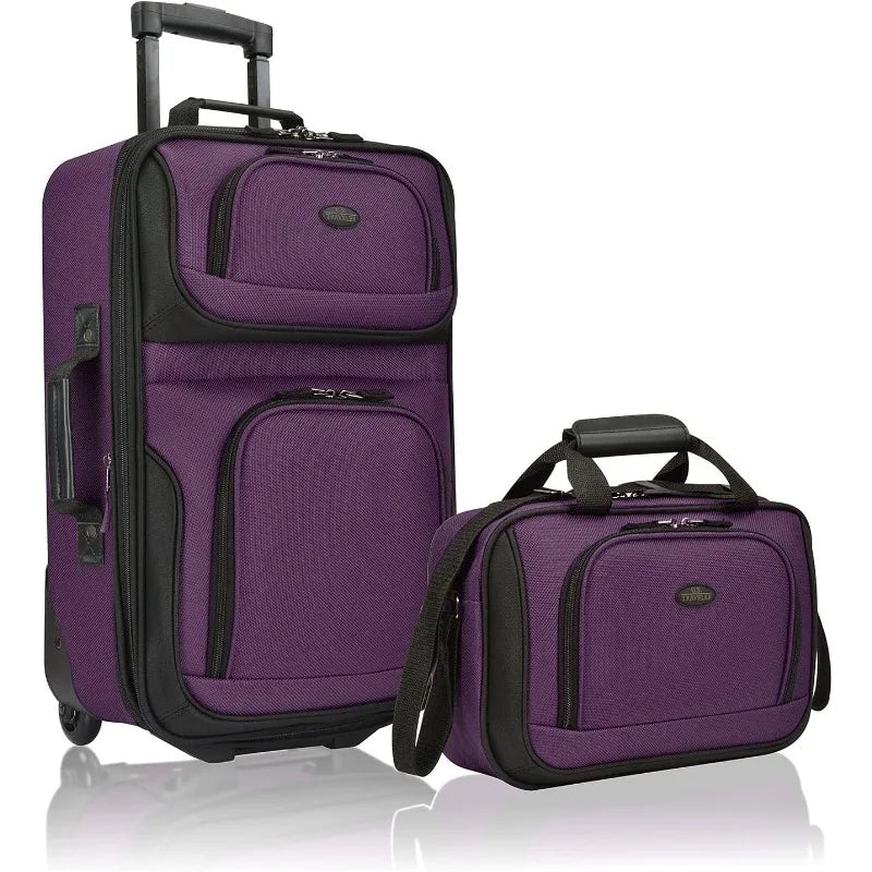 Carry-on Luggage Lightweight Softside Suitcase, Black, Set