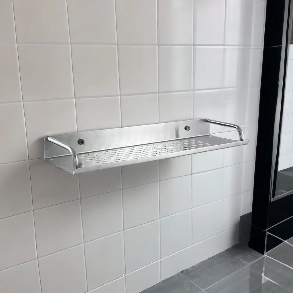 Bathroom Shelf Organizer Storage Wall Mounted Shelves Kitchen Shower Rack Stainless Steel Shampoo Holder Drain Water Accessories