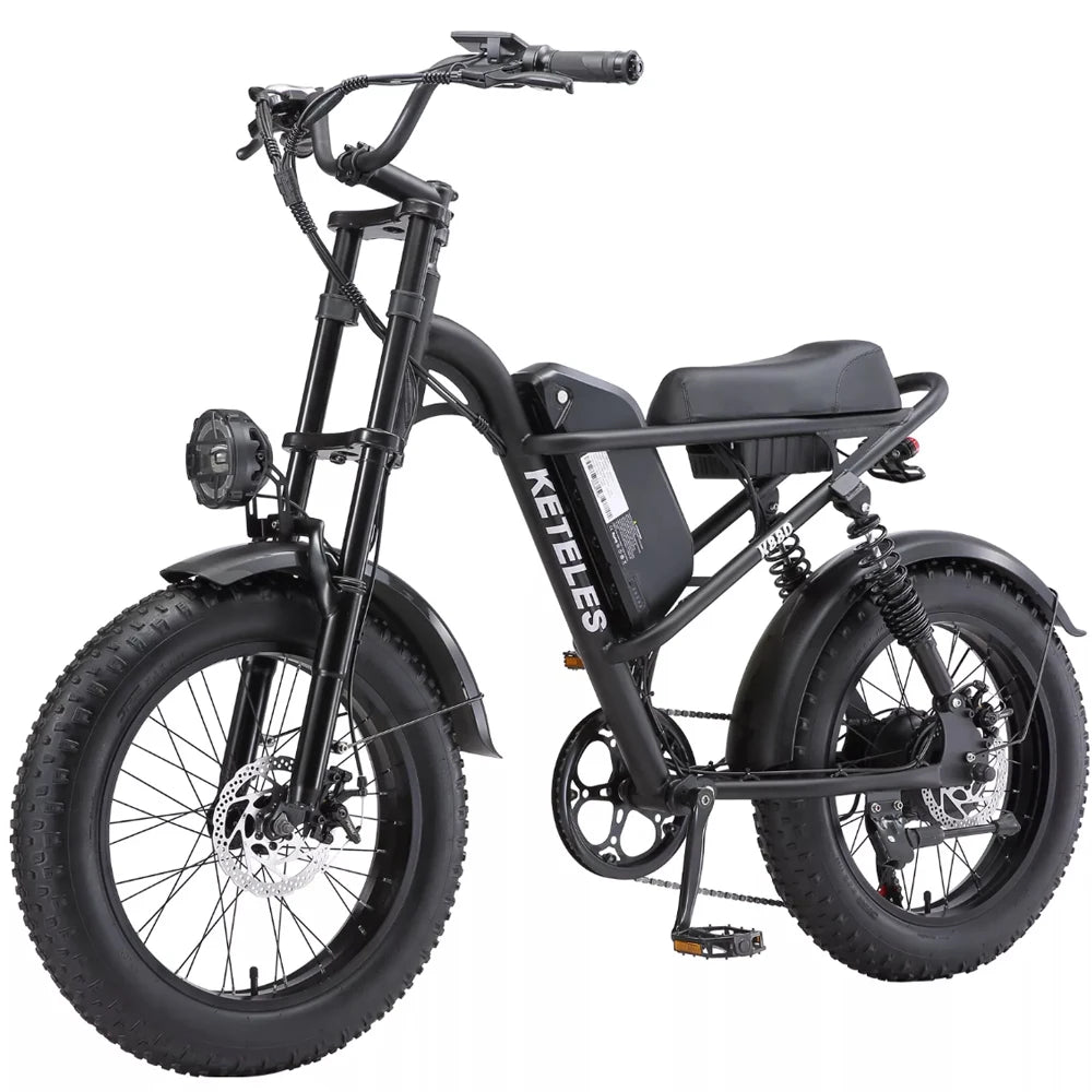 Keteles K880 20'' Electric motorcycle, 1000W/2000W motor, 48V 17.5AH/23AH battery, 20*4.0 tires, hydraulic Disc brakes.