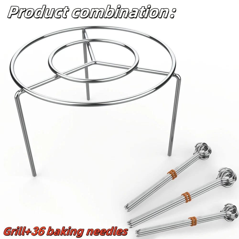 Outdoor Grill Set with Skewers Square Air Fryer Grill Steamer Stainless Steel Barbecue Bracket Kitchen Gadget Grill Dropshipping