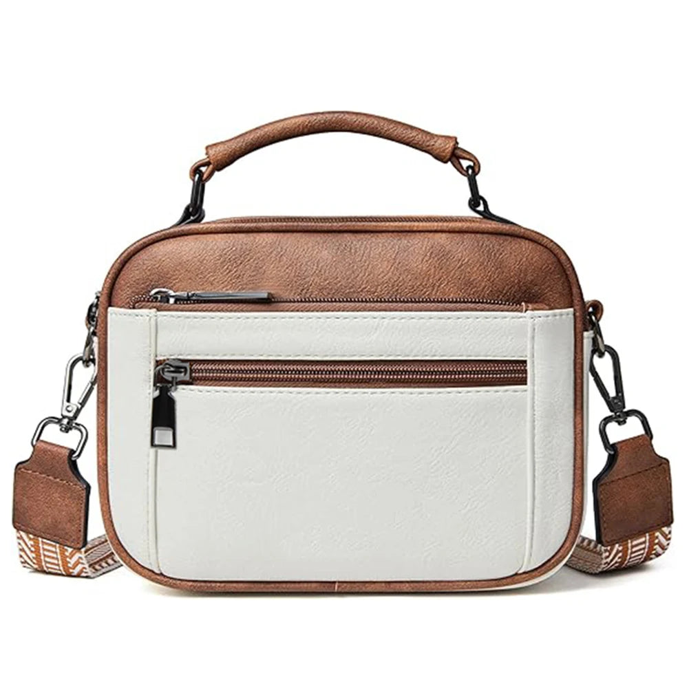 Shoulder Bag PU Leather Zipper Closure Crossbody Bag for Women with Multi-Pocket Top Handle Bag Satchel Purse for Work Travel