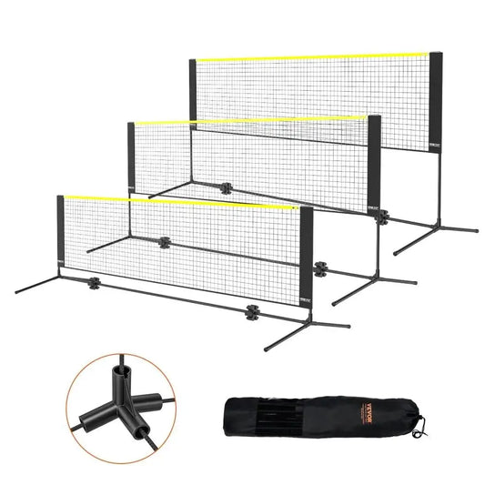 Badminton Volleyball Pickleball Tennis Net Set Adjustable Portable Foldable with Poles Carry Bag for Indoor Outdoor Use