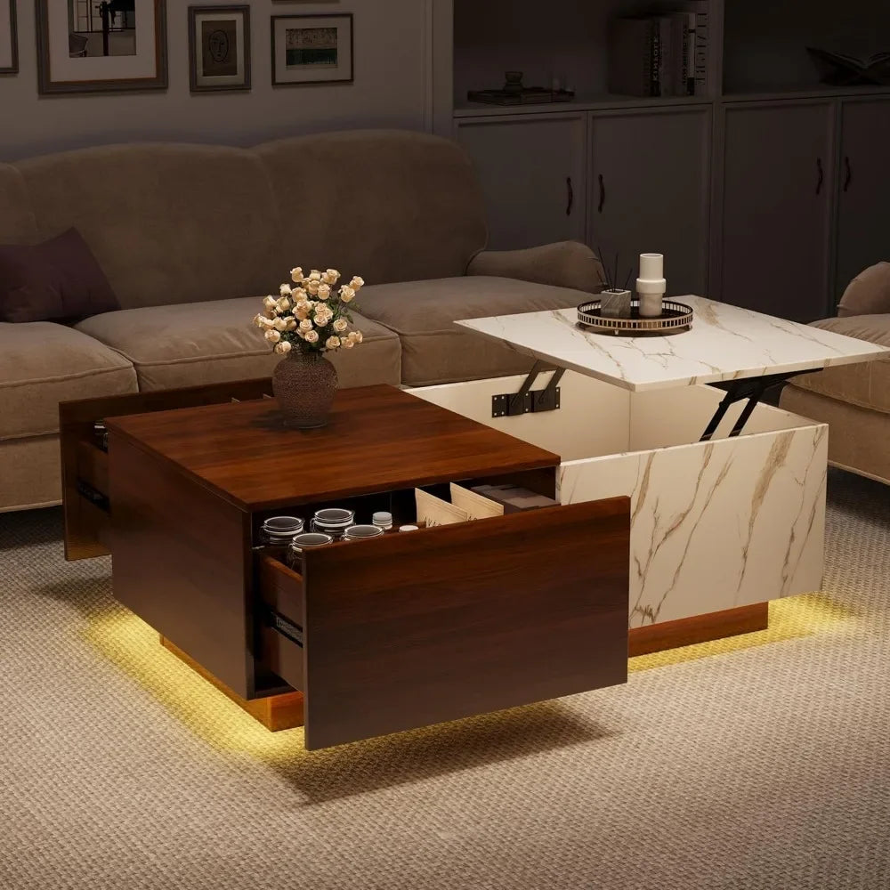 Lift Top Coffee Tables for Living Room,  with Storage Shelf, Hidden Compartment and Drawer for Home