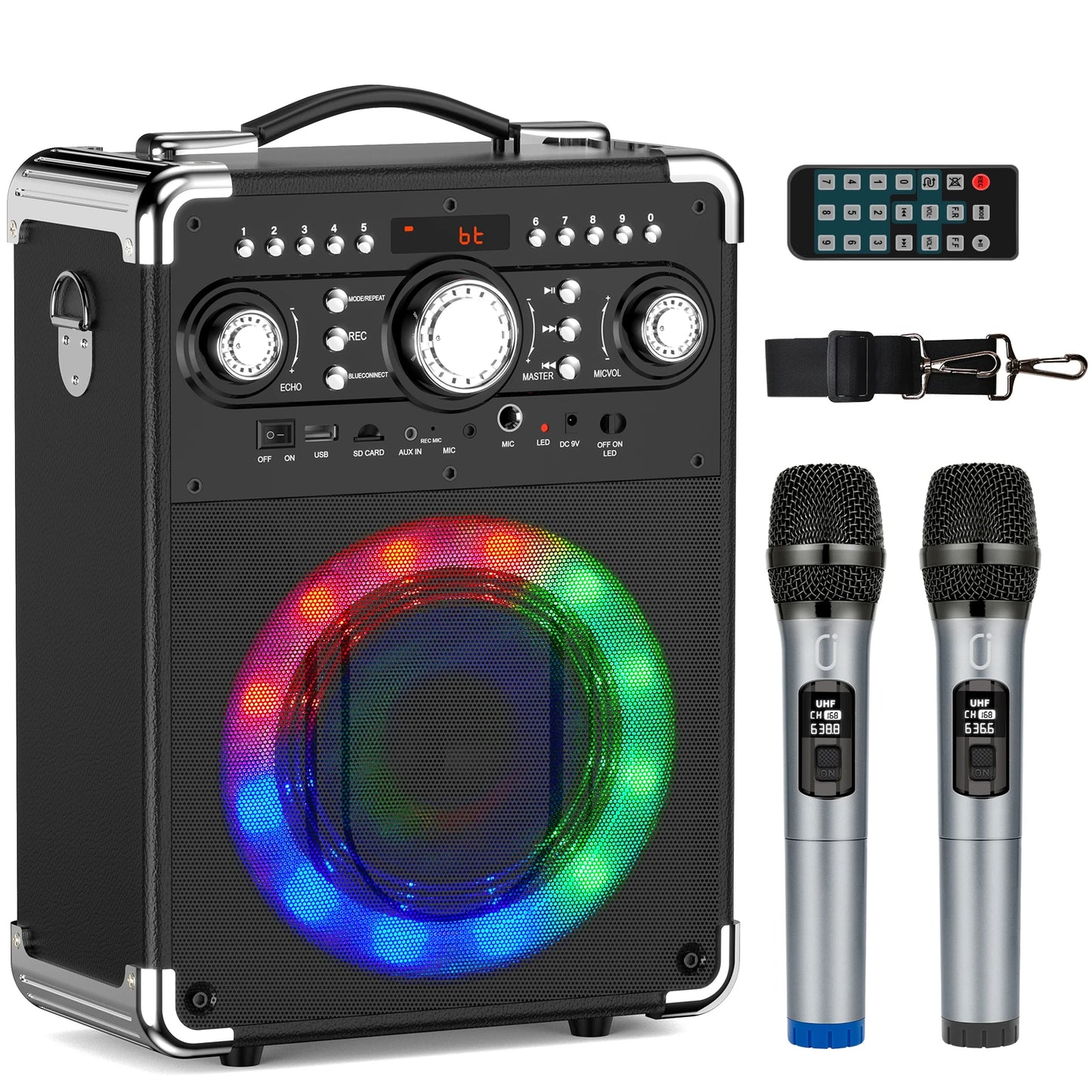 S8-T Kara Ok with 3 Microphones,Portable Bluetooth 5.3 Kara Ok Speaker, Suitable for Outdoor Activities, Parties and Parties