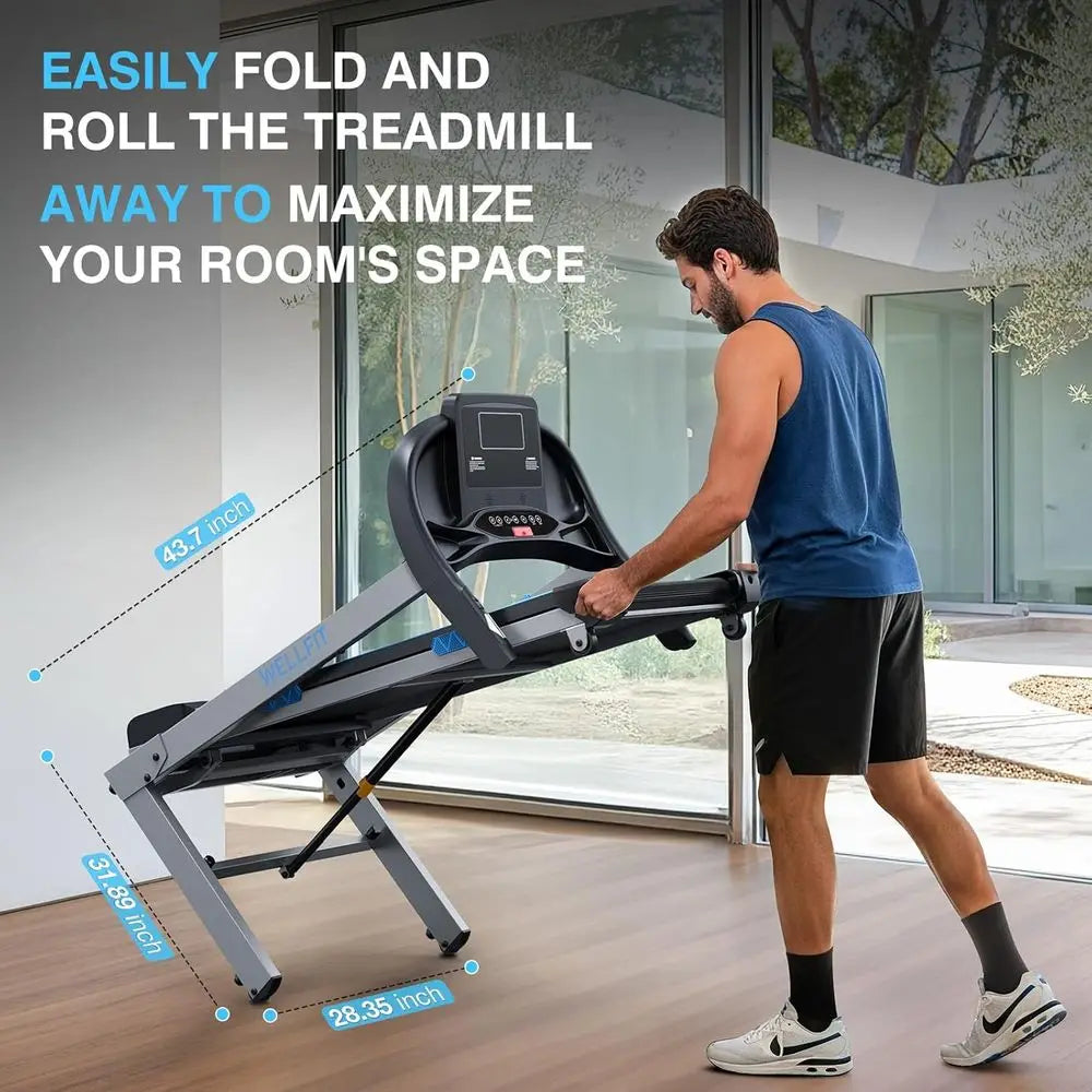 High-Capacity Auto Incline Treadmill, 8.7MPH, 4.0HP, 400+LBS, Smart Voice, KINOMAP Compatible, 95% Assembled, BPM & Music Featur