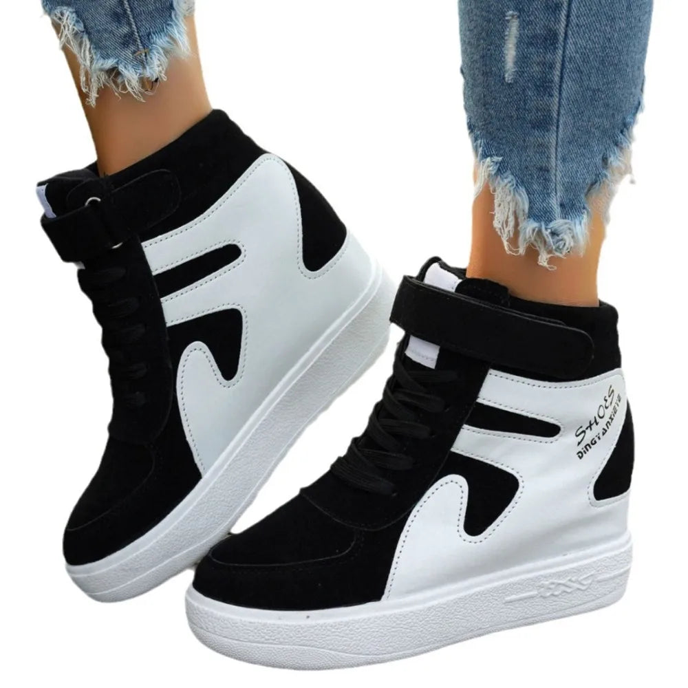 autumn winter sneakers  High top Platform Sneakers women Casual Wedges shoes Womens Shoes Black Platform Vulcanize Women fashion