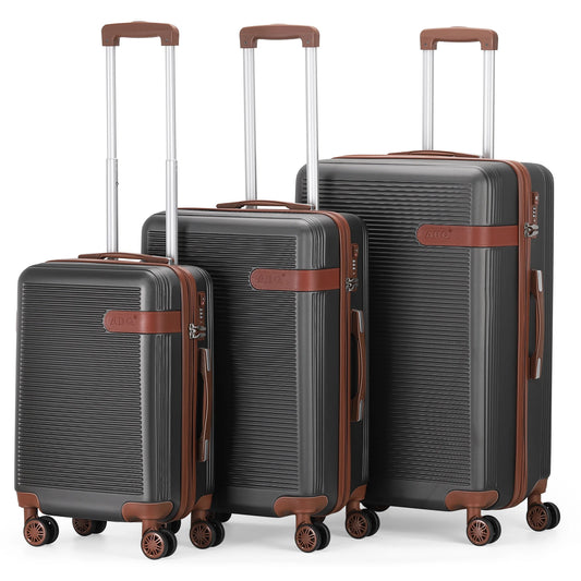 3-Piece ABS Hardshell Luggage Set - Durable Suitcases w/Double Spinner Wheels & TSA Lock, Lightweight  Travel Luggage Carry-On