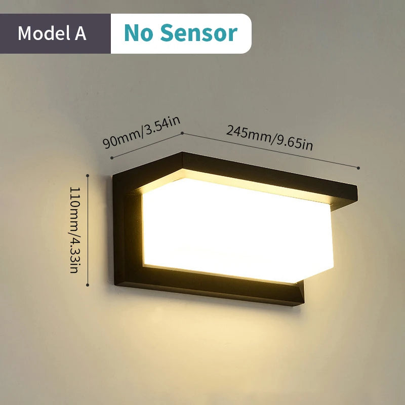 Led Outdoor Wall Light Waterproof IP66 Motion Sensor Led Outdoor Lighting Porch Lights Balcony Garden Lights Outdoor Wall Lamp