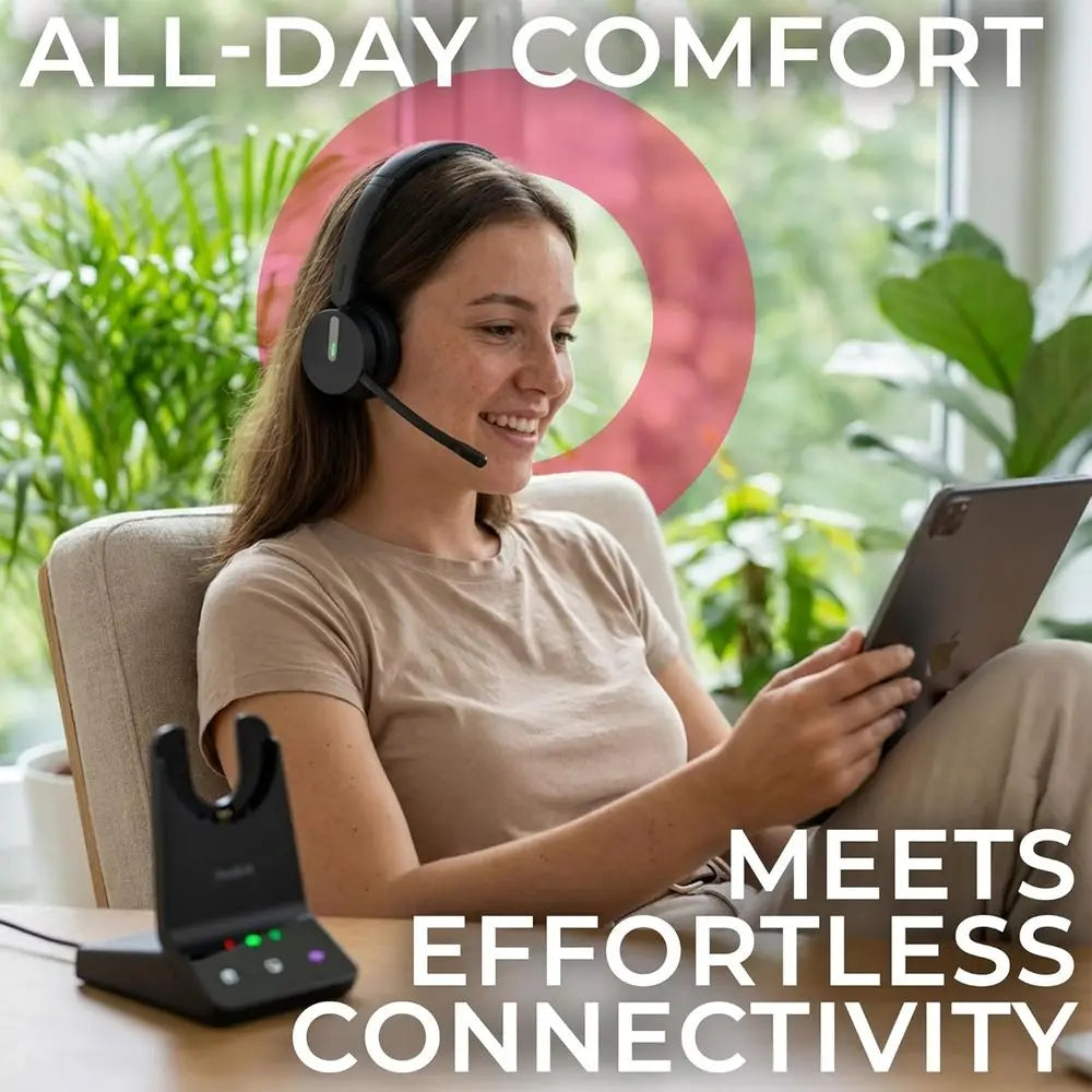 Yealink WH64 DECT & Bluetooth Wireless Headset with Charging Dock, Teams-Optimized, Compatible with PC, Laptop, Mobile, USB-C, 1