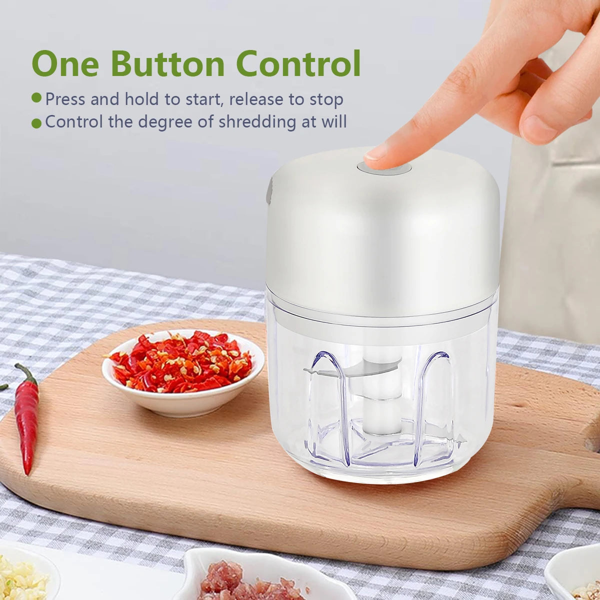250ml Electric Garlic Chopper, Mini Portable Veggie Chopper, Garlic Grinder Masher Onion Chopper, Food Processor