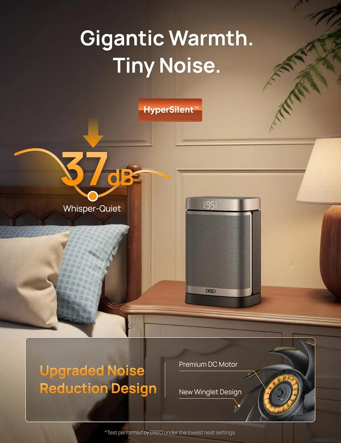 Portable Electric Heater with Remote, Thermostat, 70° Oscillation, 12H Timer, 5 Modes for Quiet Indoor Use in Bedroom or Office