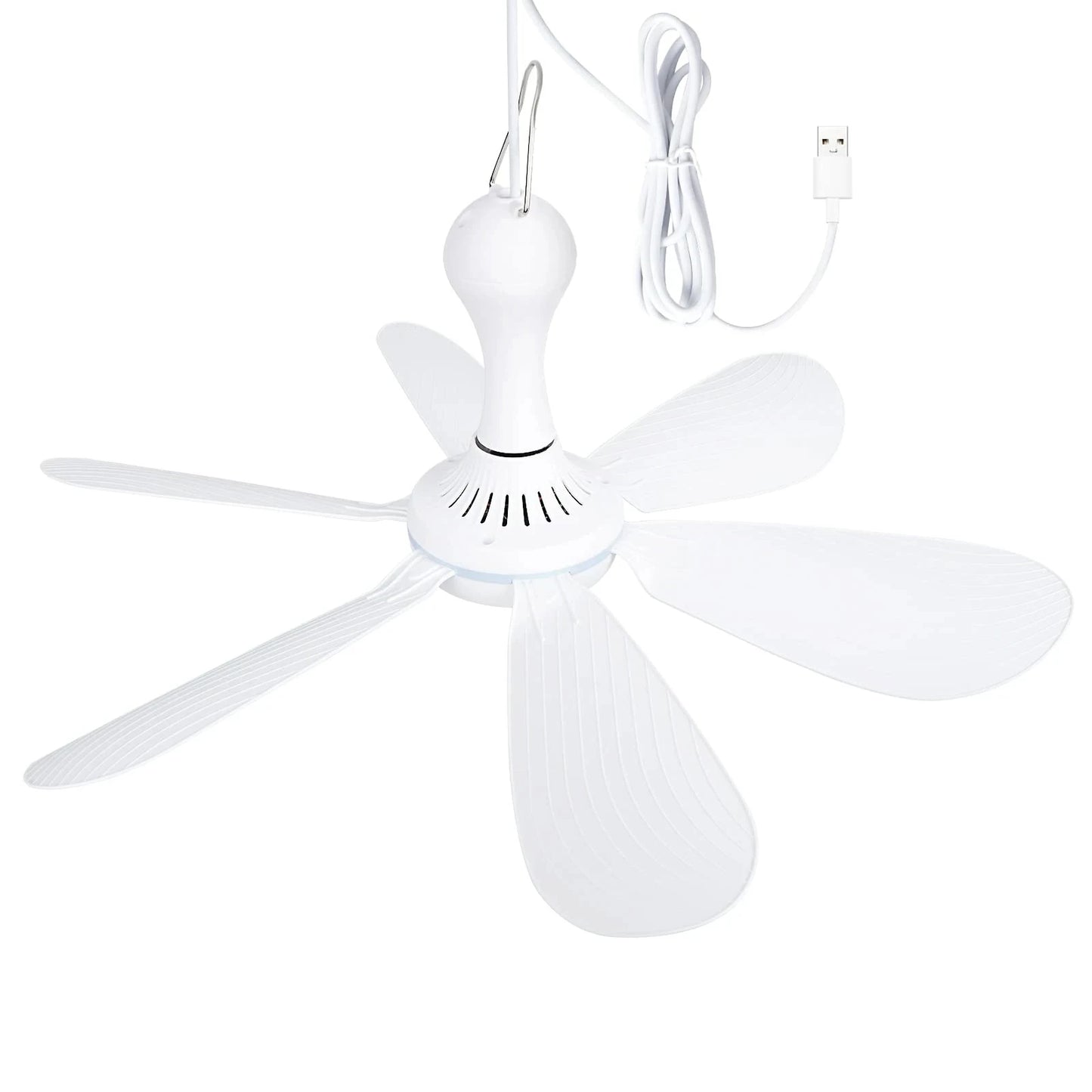 Silent 6 Leaves USB Powered Ceiling Canopy Fan with Remote Control Timing 4 Speed Hanging Fan for Camping Bed Dormitory Tent New