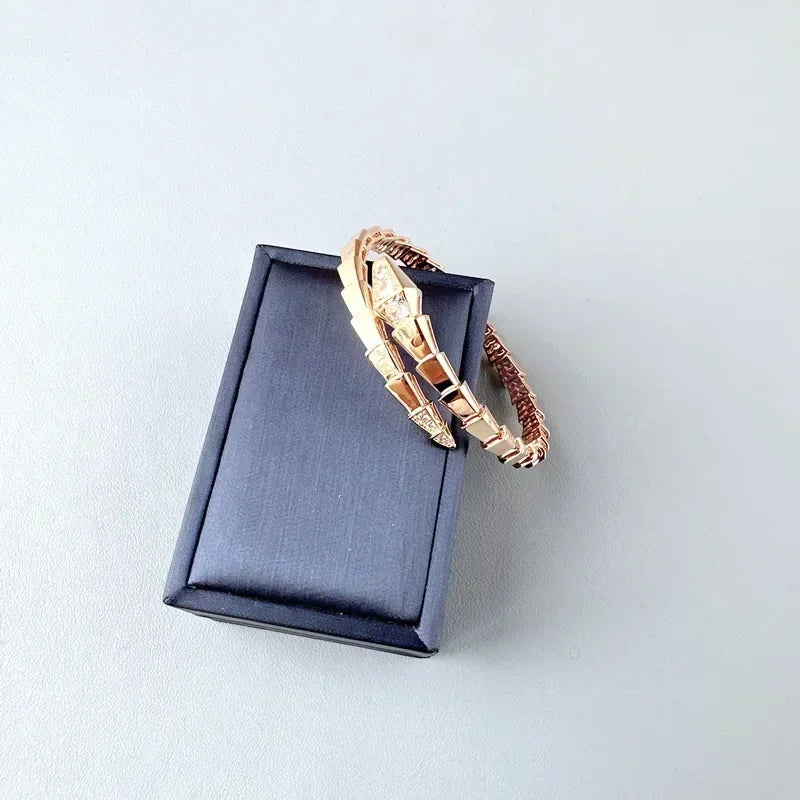 Designer Luxury Dinner Jewelry Sets Women Lady Inlay Cubic Zircon Snake Snakelike Narrow Collar Necklace Bangle Bracelet Ring