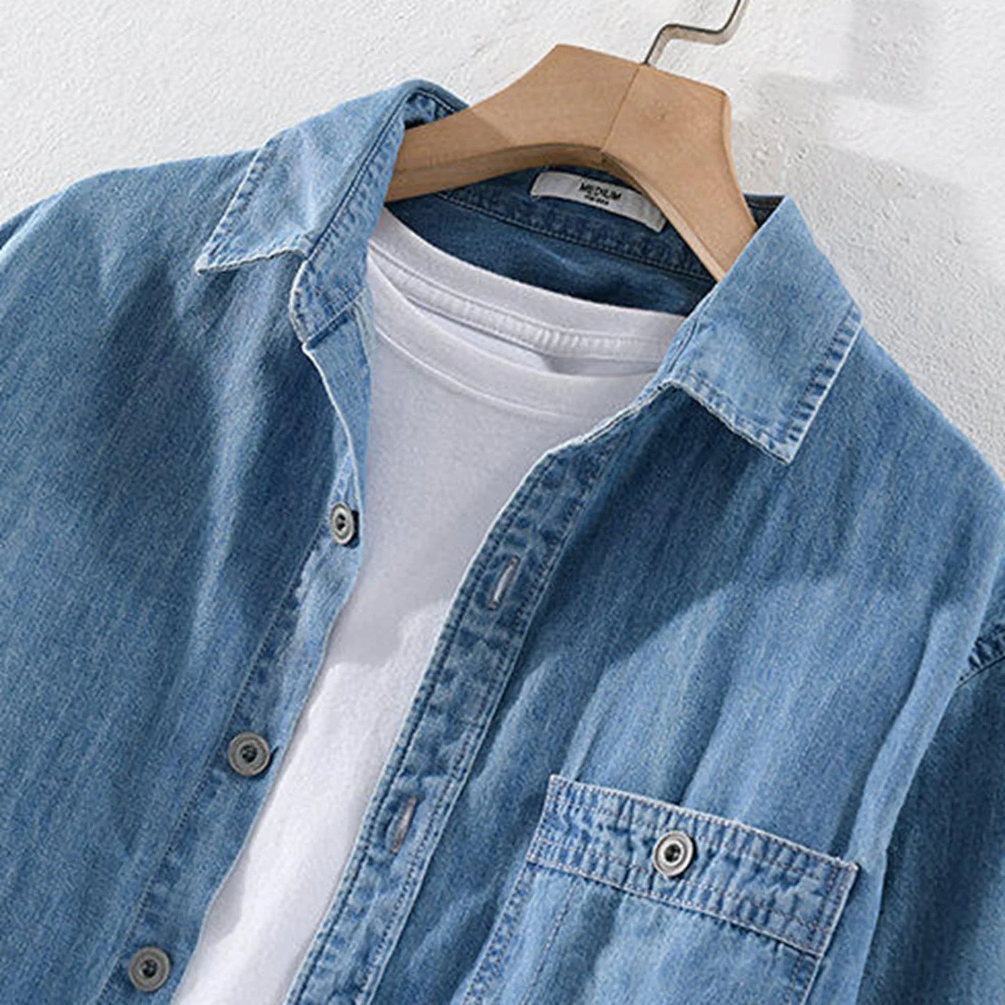 Men‘S Denim Jacket Cowboy Retro Cotton Denim Coat Spring Loose Fit Jeans Jacket Outerwear Business Casual Basic Denim Shirt