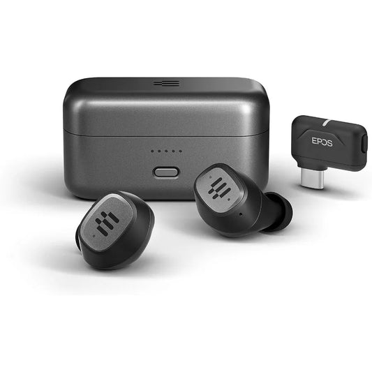 EPOS GTW 270 Hybrid Wireless Gaming Earbuds Bluetooth and USB-C Dongle Noise Reducing Closed Design Dual Mics Ergonomic Fit IPX