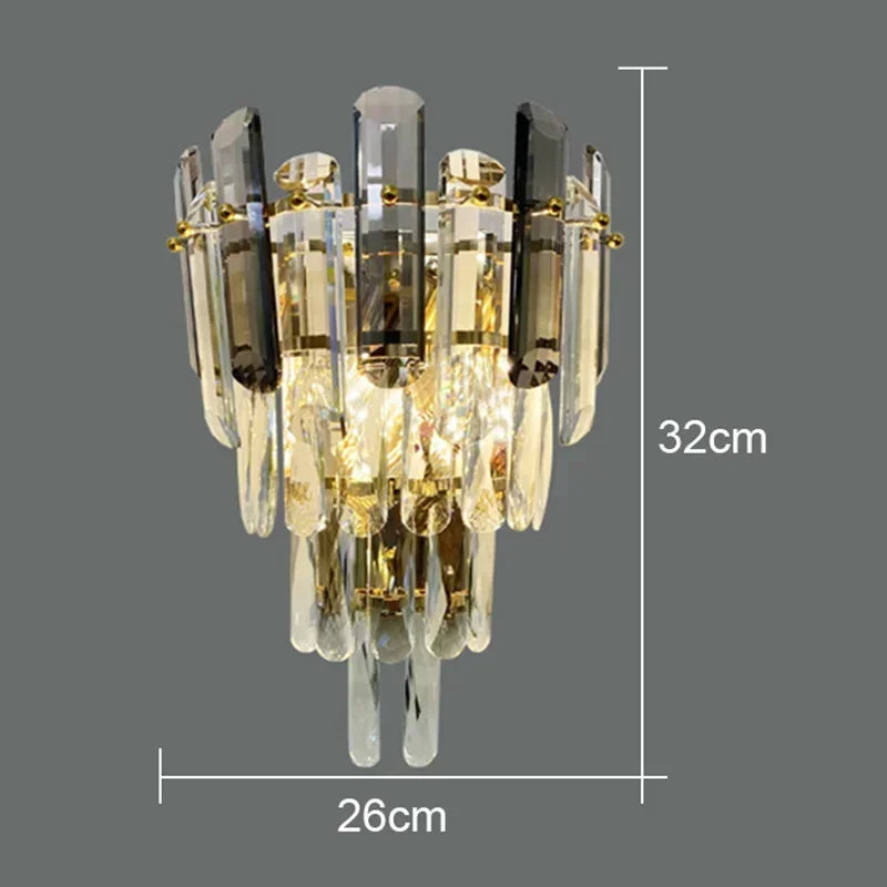 Modern Minimalist Light Luxury Crystal Glass Rod Wall Lamp Living Room Study Bedroom Decoration Led Home Indoor Lighting