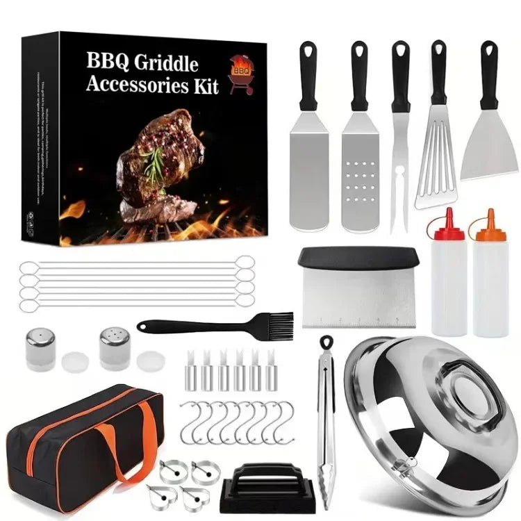42PCS Stainless Steel Barbecue Tools Teppanyaki Accessories Set for Outdoor Travel Camping Barbecue Teppanyaki Kitchen Tools