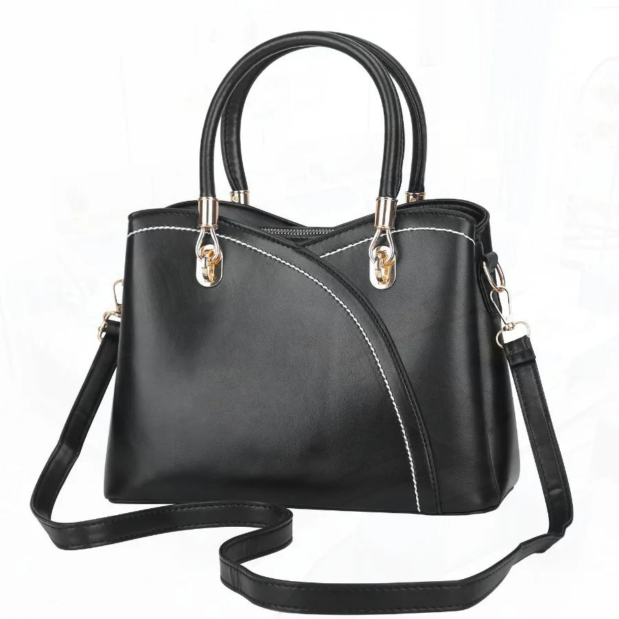 Women Handbags Chic Tote Bags for Ladies Mediumsized Leather Satchel Crossbody Bag with Stylish Stitching Detachable Strap