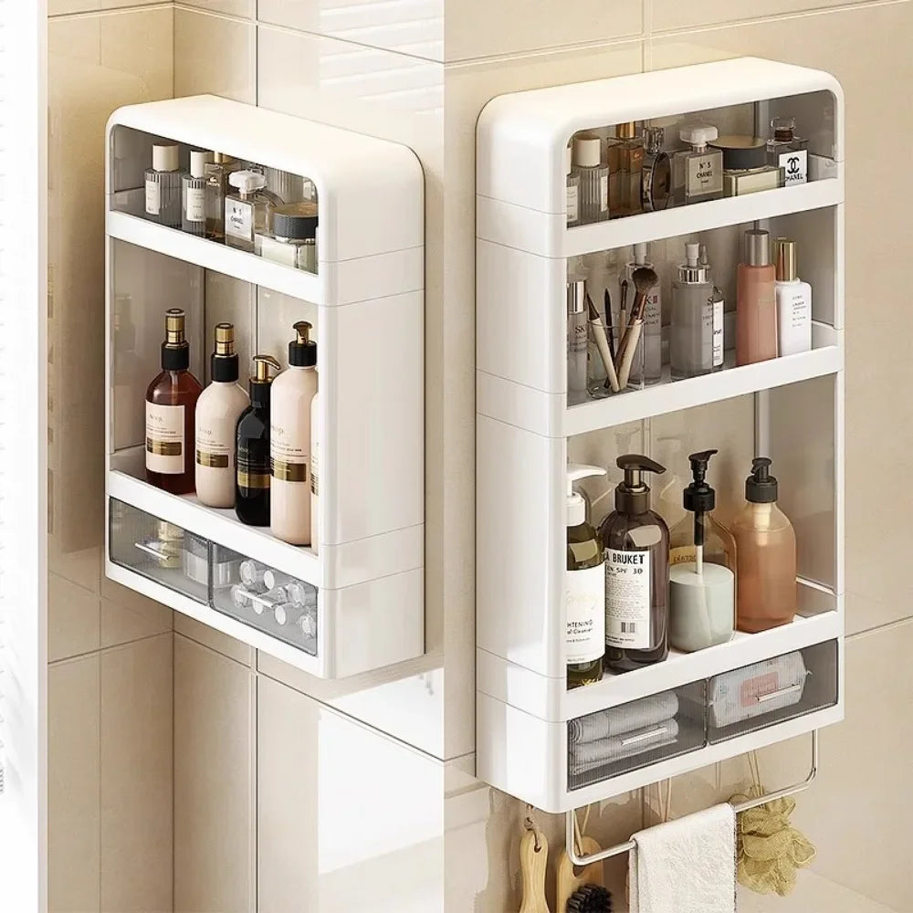 Bathroom Shelf Wall Mounted Waterproof Tissue Box Multifunctional Storage Rack for Toiletries Storage Box Shampoo Organizer