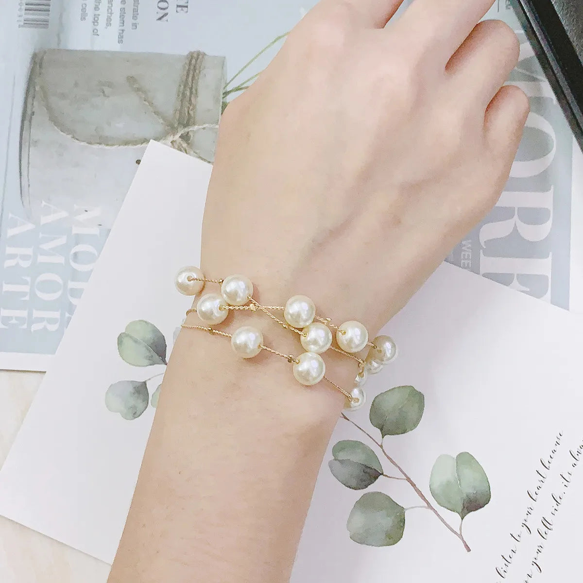 Wedding Bridal Jewelry Set For Women Gold Color Silver Plated Imitation Pearl Fashion Jewelry Necklace+Bracelet+Earring S441-M