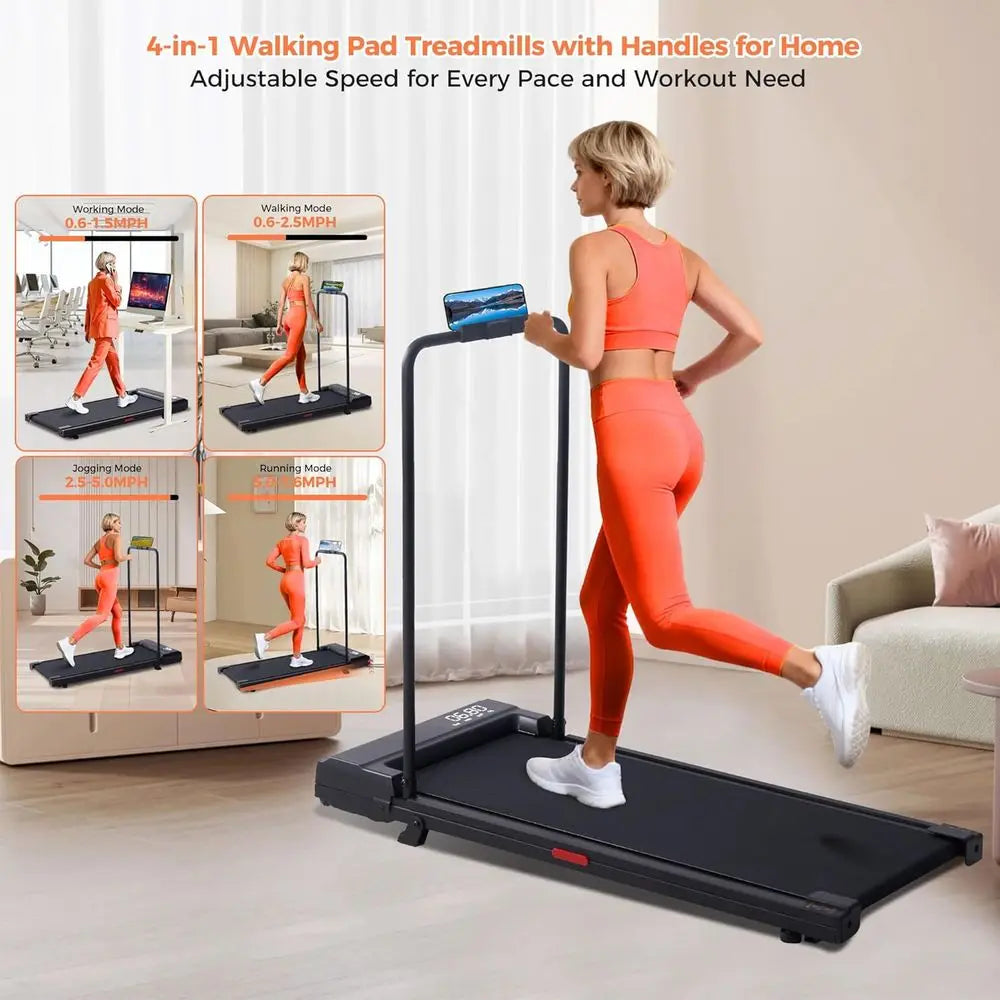 Portable Under Desk Treadmill with Handle, 2026 Upgrade, 3.0HP, 0.6-7.6MPH Speed, 350lbs Capacity