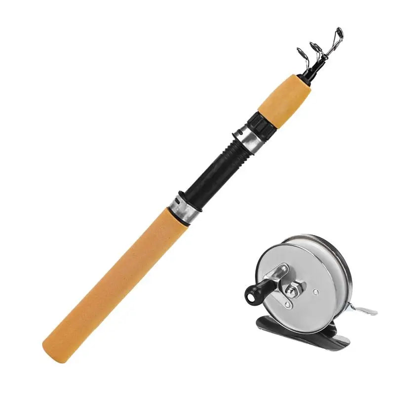 Ice Fishing Rod With Reel Mini Telescopic Fishing Rod 60 80 100CM Carbon River Shrimp Carp Fishing Pole For Winter Fishing Gears
