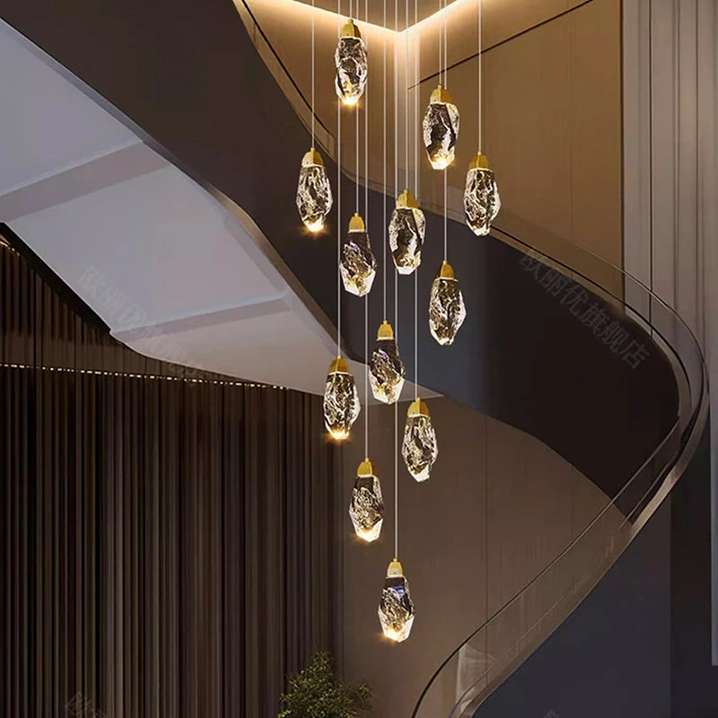 Modern home decoration crystal chandelier, stair Pendant lamp, living room Pendant lights, interior lighting