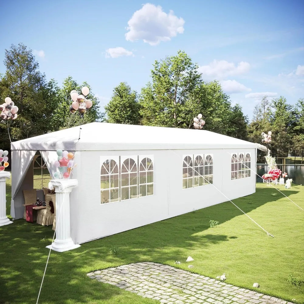 White Party Tent, Outdoor Waterproof Wedding Canopy for Birthday Parties, Holiday BBQ & Events