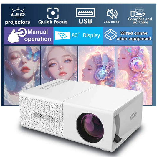 Projector Portable HD Projector, USB & HDMI Input, Compact Mini Home Theater Movie Video for Indoor Outdoor
