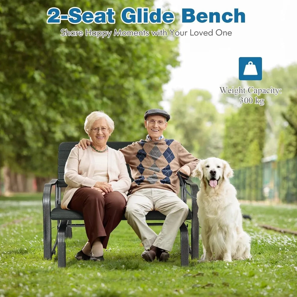 2 Seater Garden Rocking Chair,   Outdoor Loveseat Relax Patio Rocker Swing Seat for Backyard,  Porch and Poolside