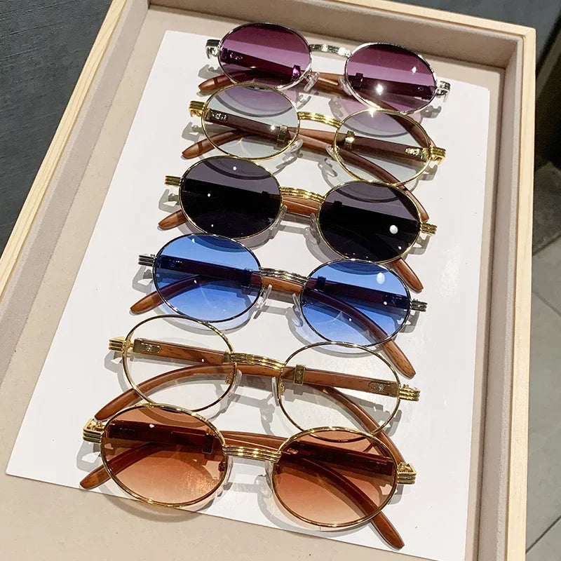 New Trendy Sunglasses for Women Men Simple Metal Travel Outdoor UV400 Shades Sun Glasses Fashion Round Frame Eyewear Goggles