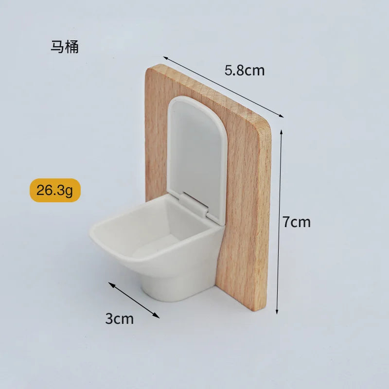 1:12 Dollhouse Bathtub Sink Toilet Towel Rack Miniature Mini Wood Bathroom Furniture Scene Ornaments Play House Toys Home Decor