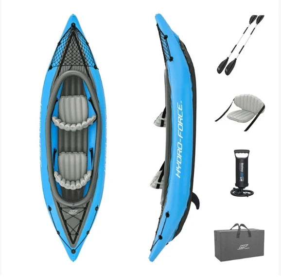 Factory Customized logo Double Layer Kayak Fishing Canoe Rowing 1 Person UV Inflatable Kayak Boats With Detachable Fin