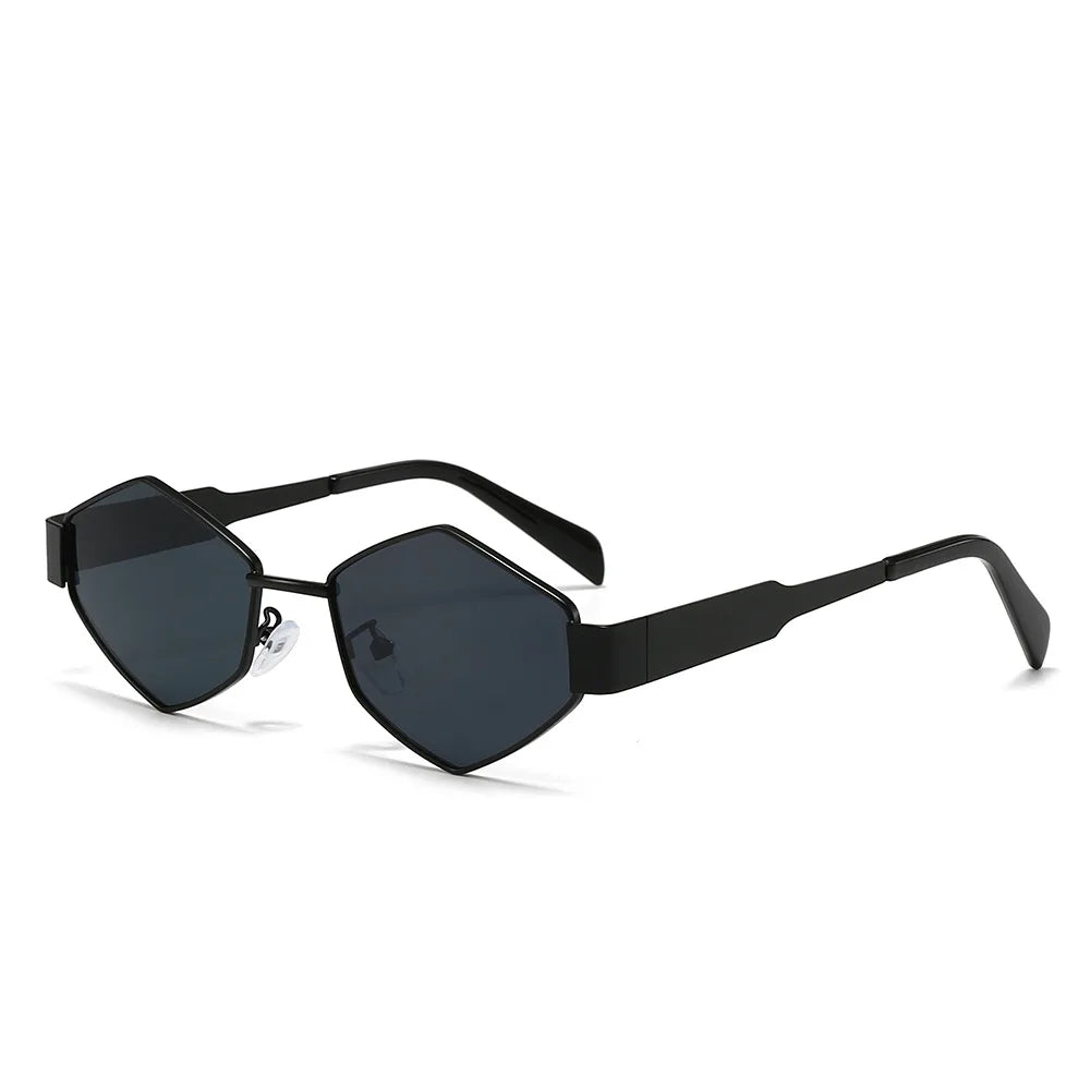 Womens Designer Sunglasses Retro Small Rhombus Frame Arc Oval Frame Sun glasses for Men Metal Mirror Legs Green Lens Luxury