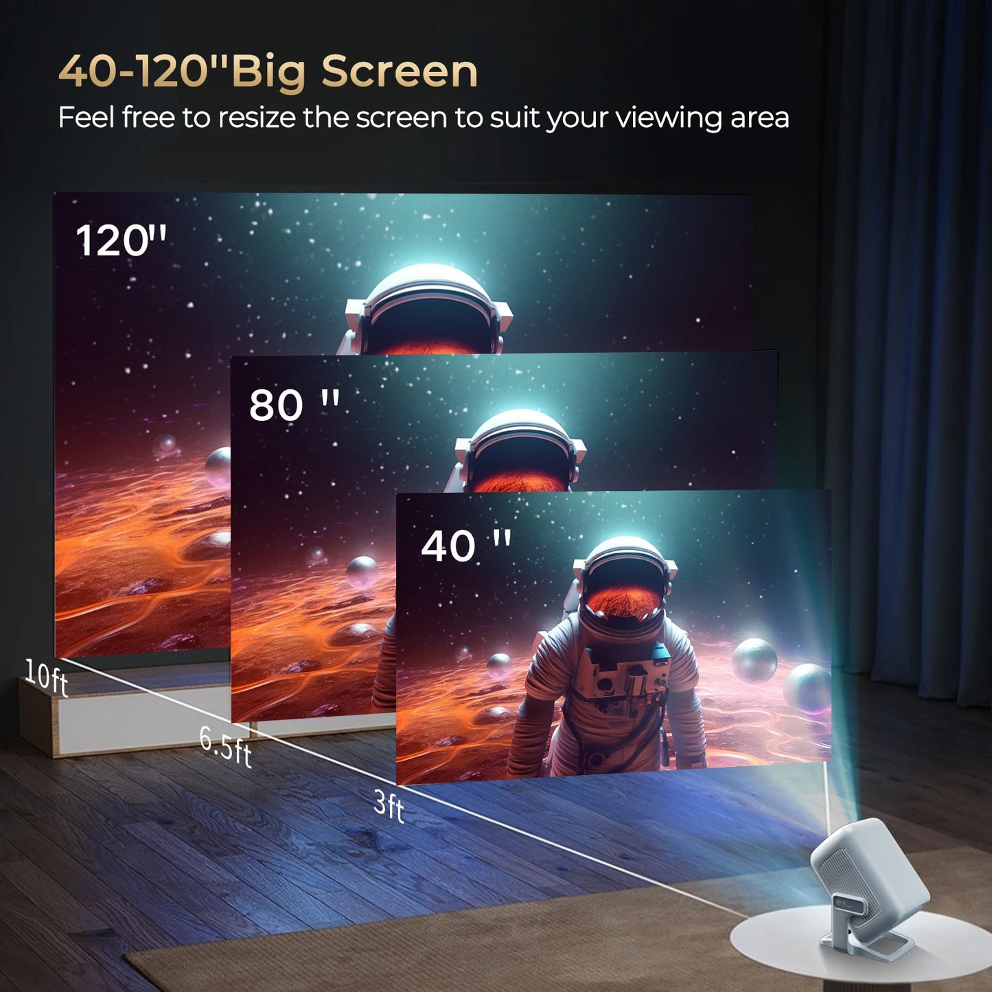 Smart Projector 1080P HD Brighter Native Support 4K WIFI6 BT5.4 Android 11.0 Projector Auto-focus Auto-keystone Home Projector