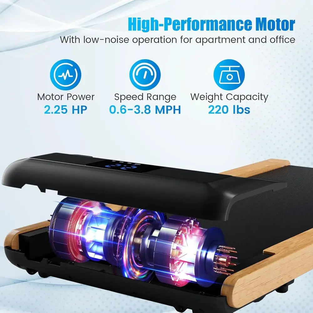 Compact Desk Treadmill - 2.25HP, Smart App, LED Display, 7-Layer Belt, 0.6-3.8 MPH for Home & Office